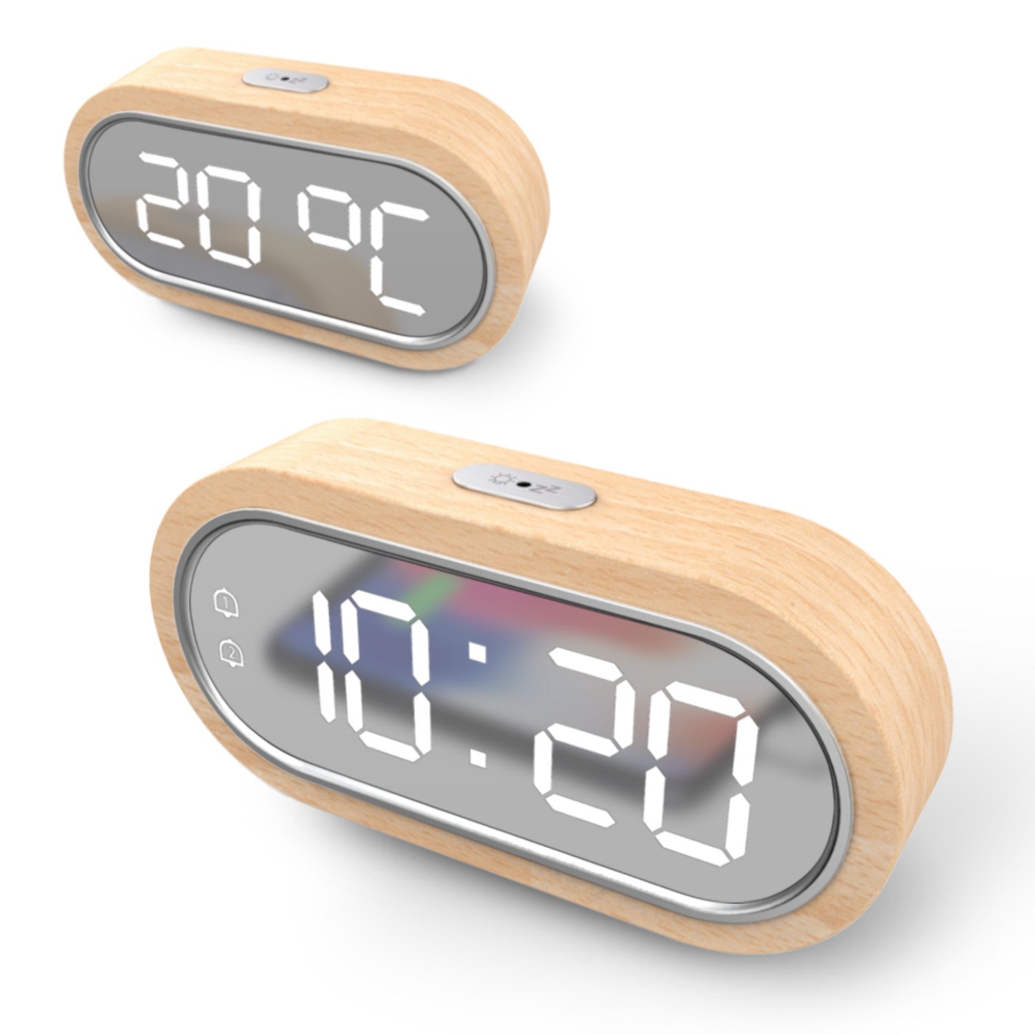 LED Wooden Digital Alarm Clock – Smart Display with Temperature & Dual Alarms
