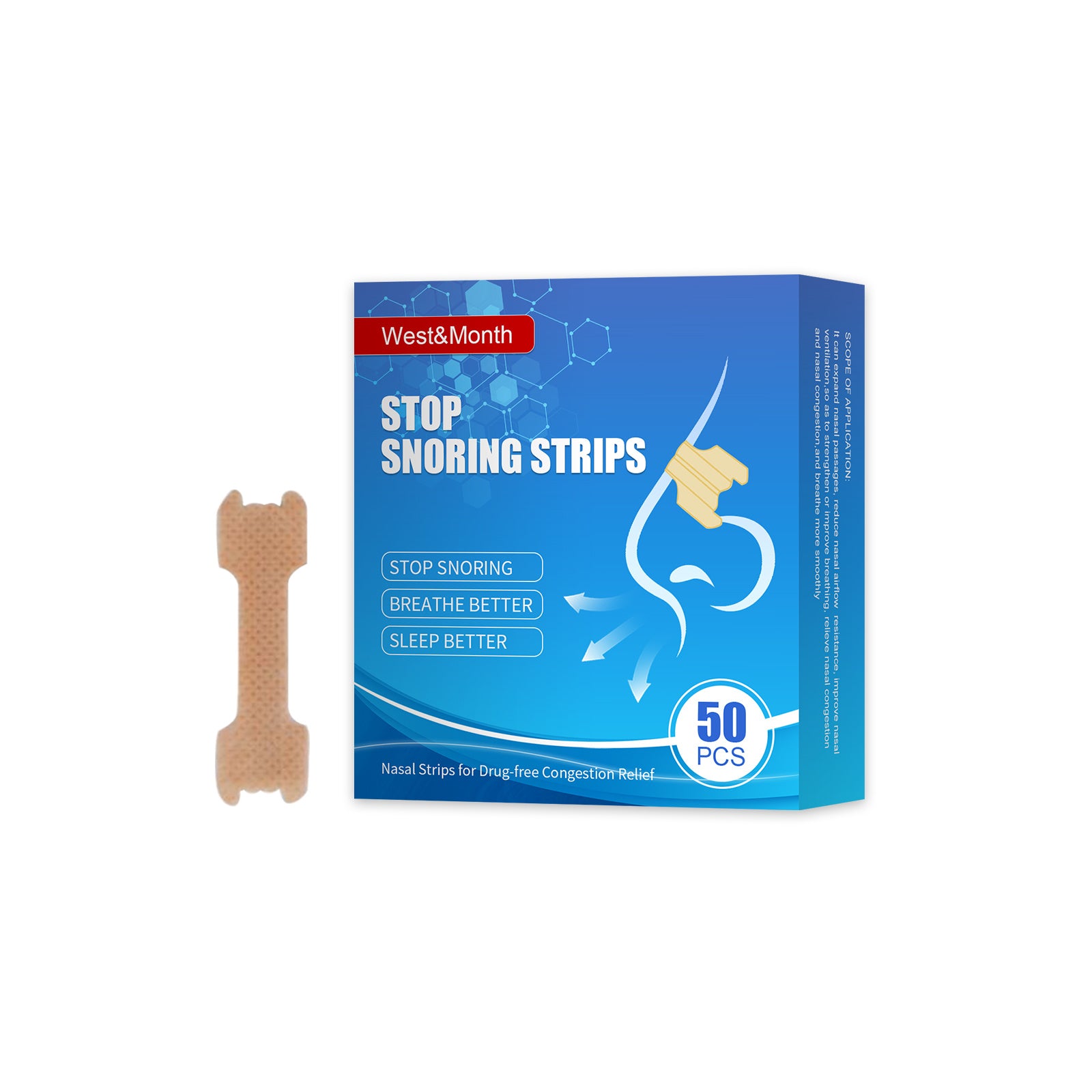 [US Only] West&Month Nasal Strips – Anti-Snoring & Airway Support (1–4 Packs)