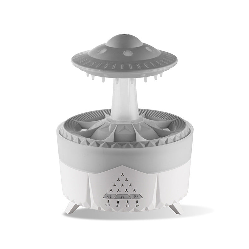 UFO Raindrop Humidifier & Essential Oil Diffuser – Rain Sound, Night Light & Remote Control