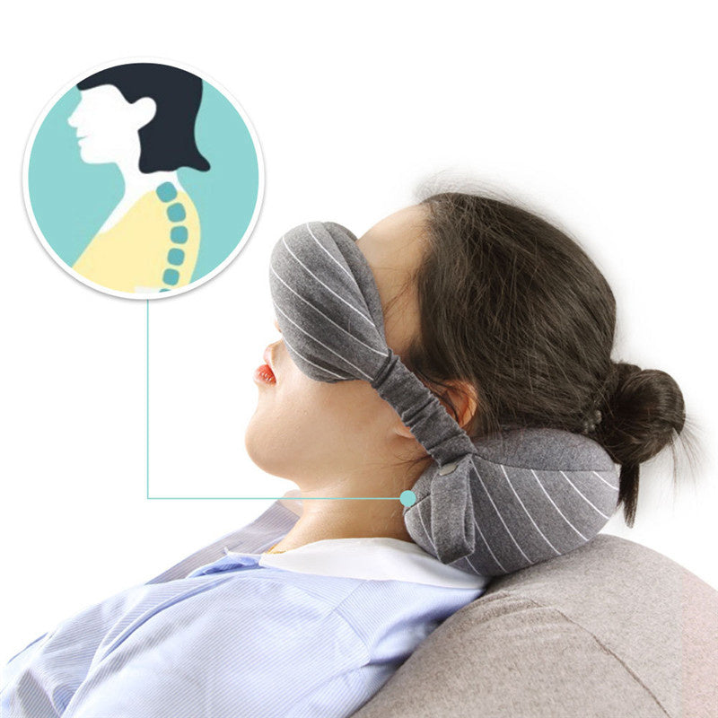 2-in-1 Travel Pillow & Eye Mask – Multi-Function Neck & Office Cushion