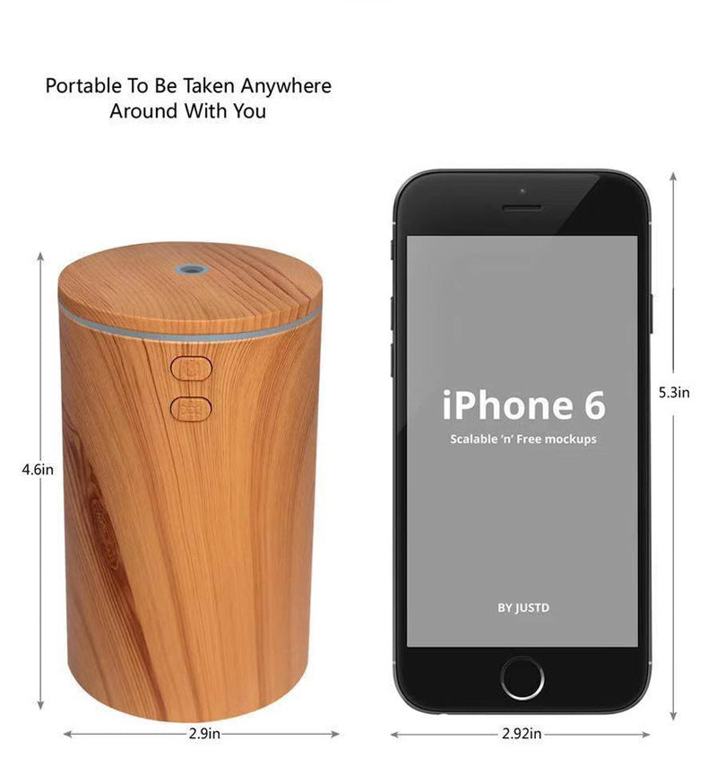 USB Wood Grain Car Aroma Diffuser – Mini Humidifier & Essential Oil Sprayer