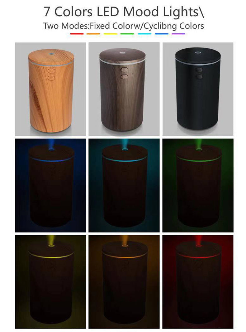 USB Wood Grain Car Aroma Diffuser – Mini Humidifier & Essential Oil Sprayer