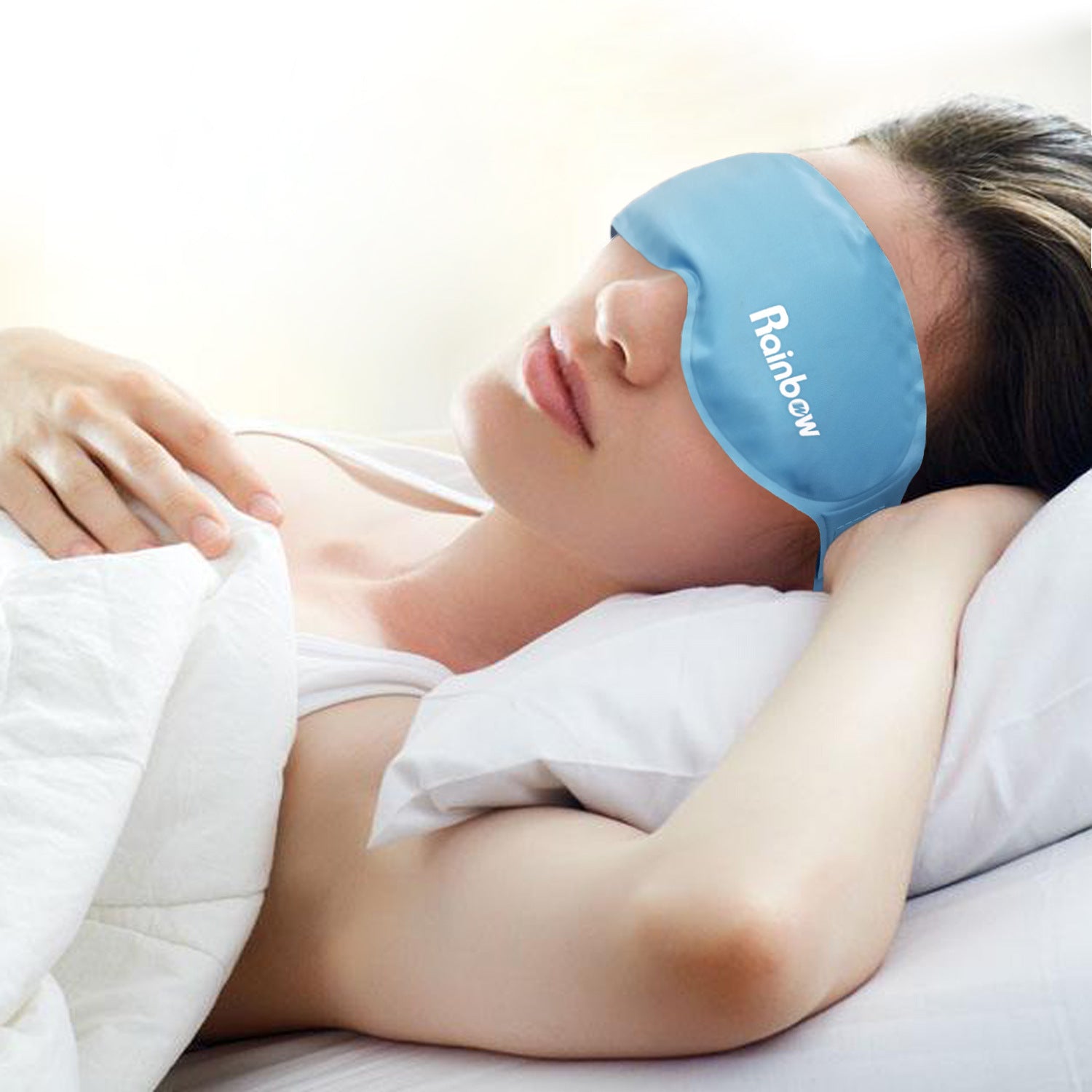 Hot & Cold Gel Bead Sleep Eye Mask – Pain Relief & Relaxation (Sky Blue)