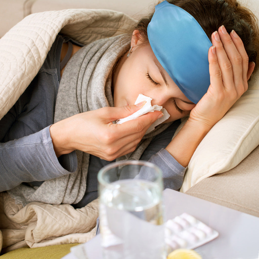 Hot & Cold Gel Bead Sleep Eye Mask – Pain Relief & Relaxation (Sky Blue)