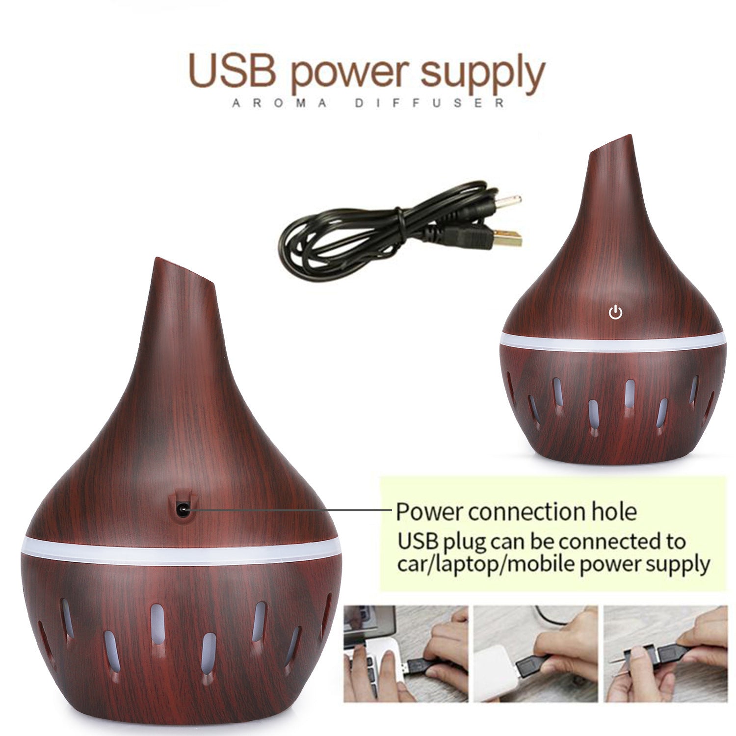 Mini Household Air Humidifier – USB Wood Grain Quiet Diffuser