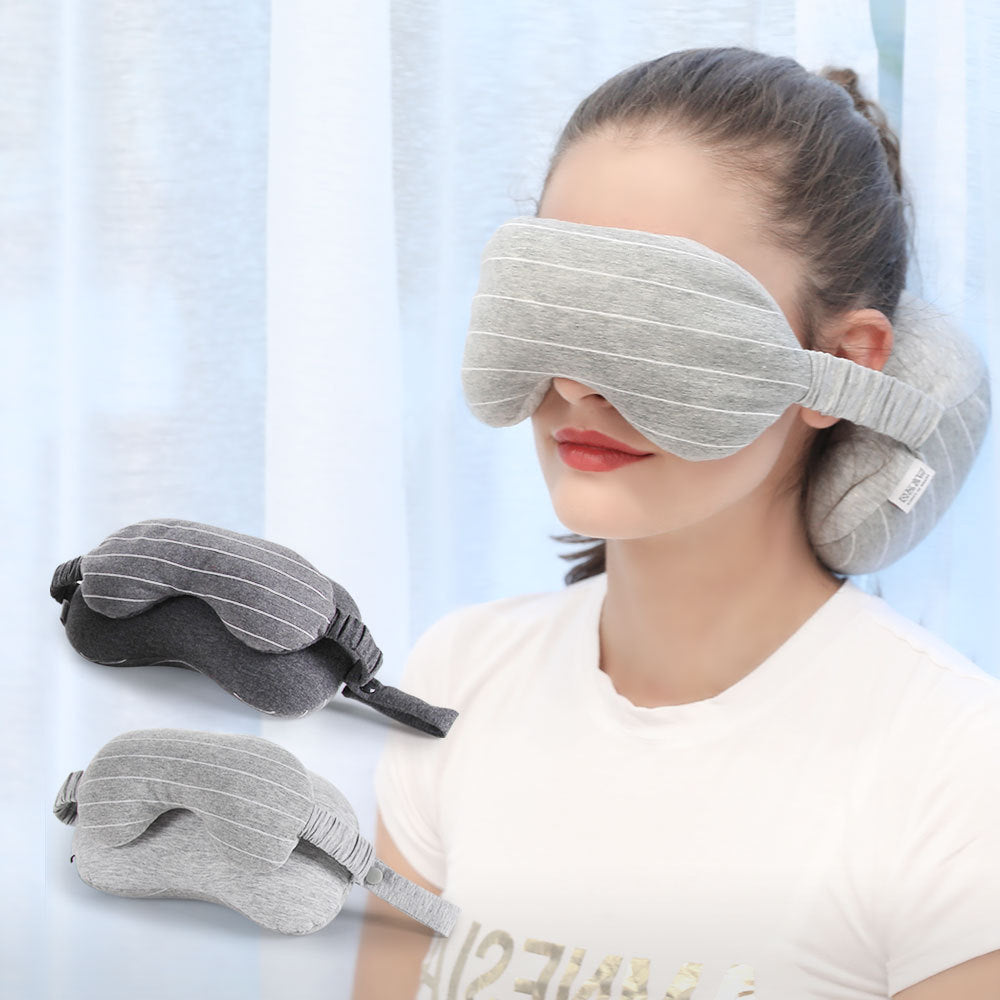 2-in-1 Travel Pillow & Eye Mask – Multi-Function Neck & Office Cushion