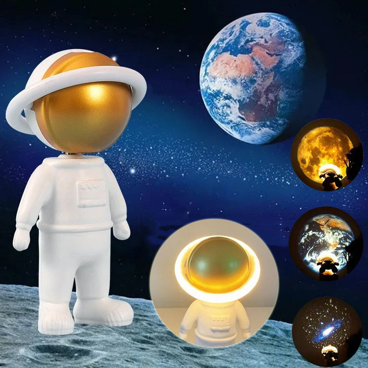 Astronaut Star Projector Lamp – USB Rechargeable Rotating Night Light