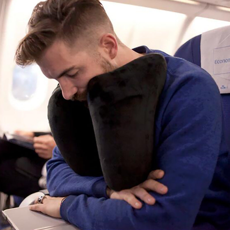 U-Shaped Travel Neck Pillow Set – Inflatable Cushion with Eye Mask & Earplugs (+ Optional Footrest Set)