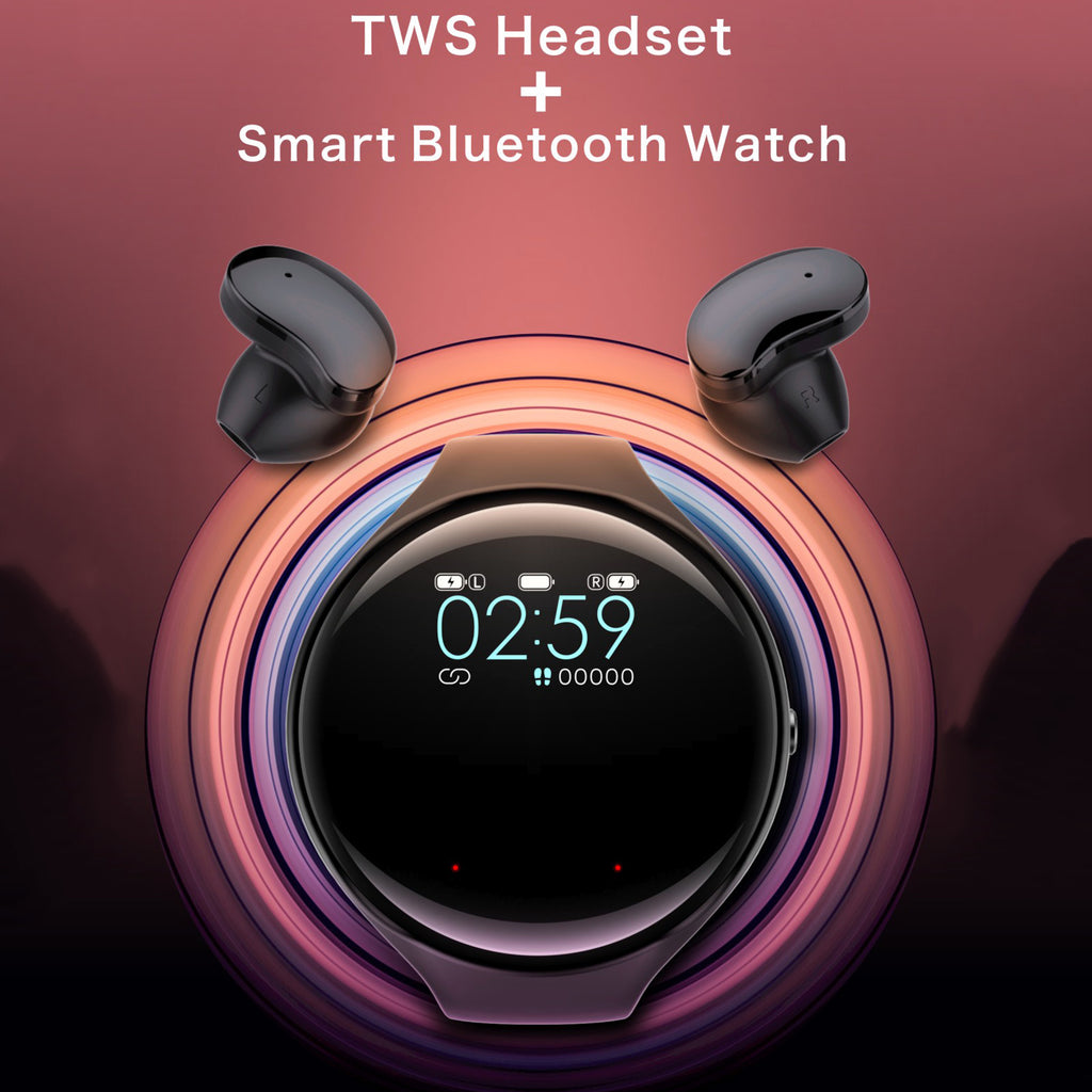 Smart Bracelet & Bluetooth Earbuds Combo – Heart Rate, Sleep Tracking & TWS Music (Black)
