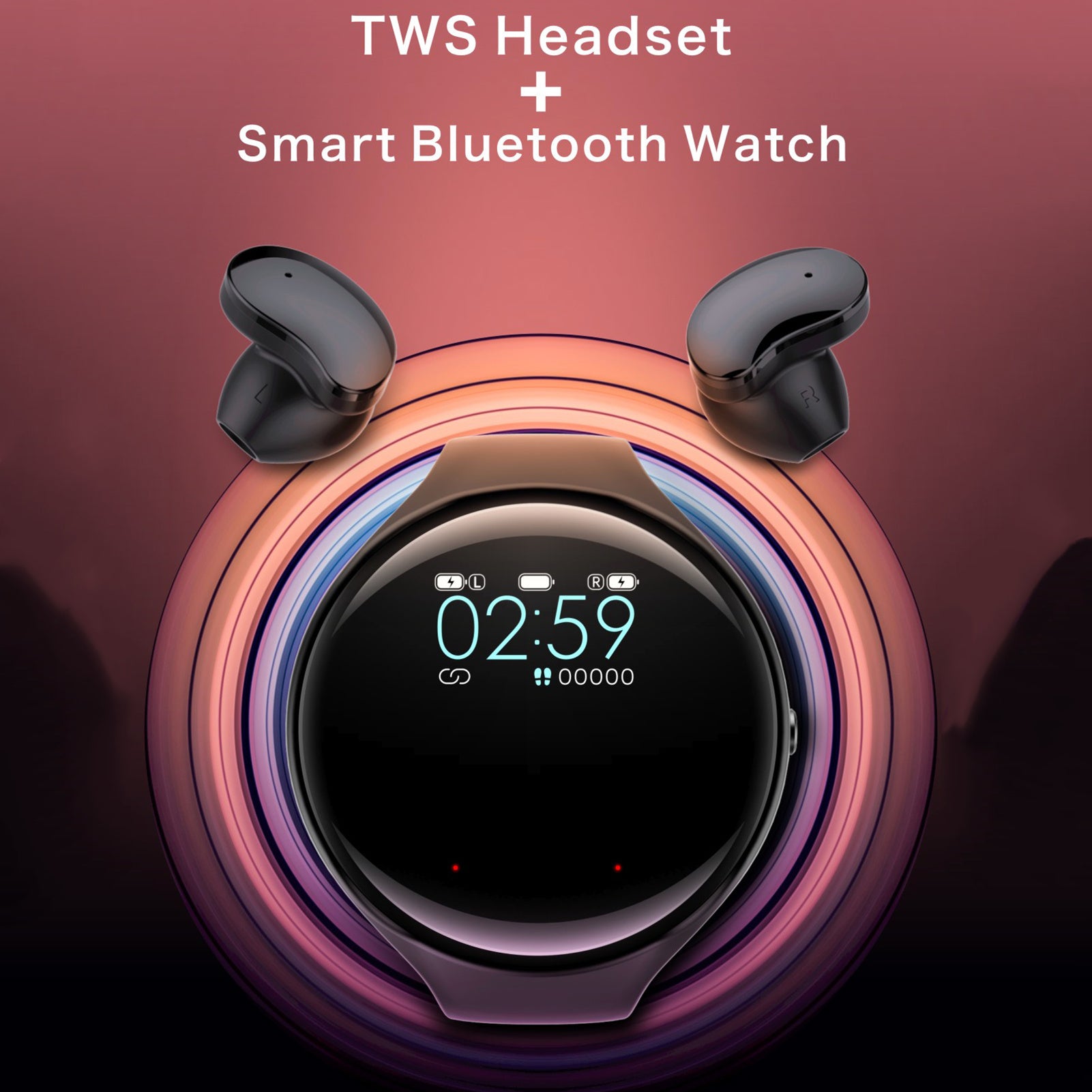 Smart Bracelet & Bluetooth Earbuds Combo – Heart Rate, Sleep Tracking & TWS Music (Black)