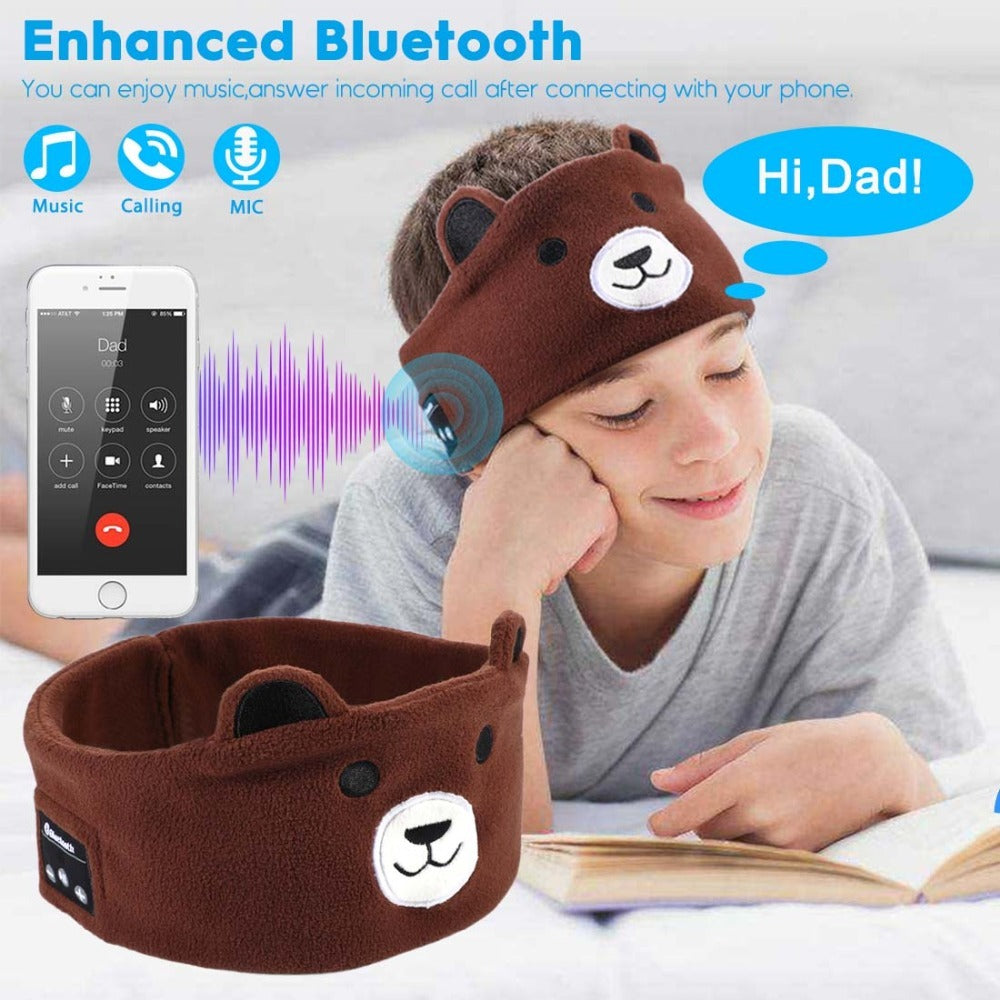 Bluetooth Headset Animal Headband Sleep Mask – Wireless Music & Eye Cover