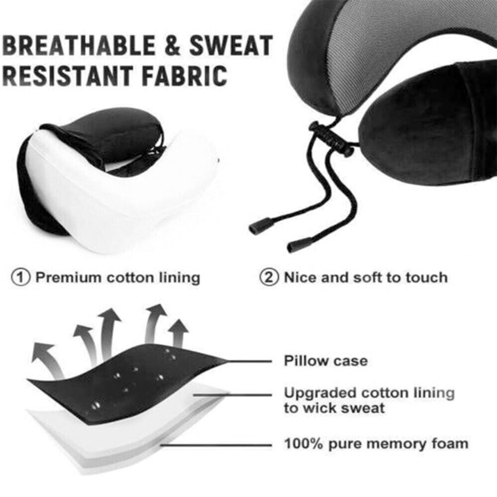 Memory Foam Travel Pillow – Ergonomic Neck Support for Airplane, Car & Train (UK Exclusive)