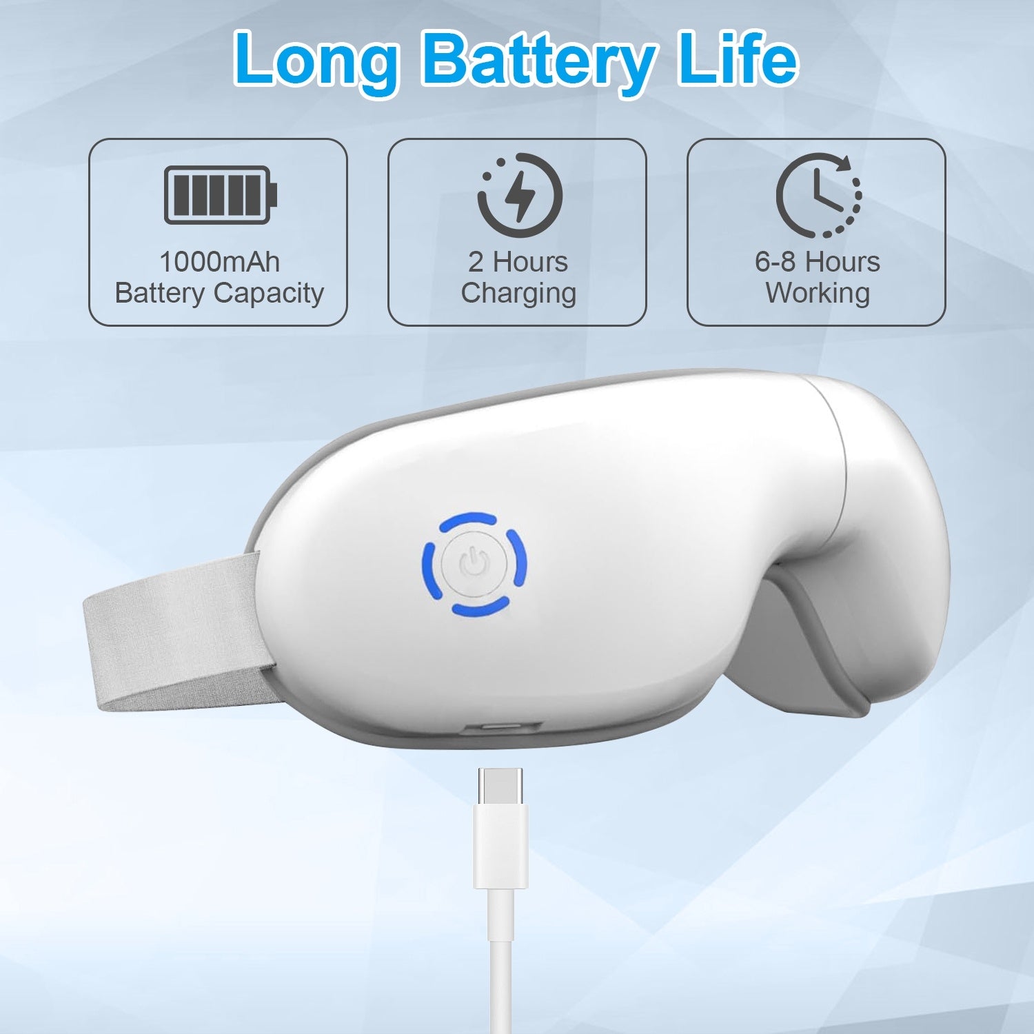 [US Only] Rechargeable Heated Eye Massager – Air Pressure, Vibration & Music (Single Unit)