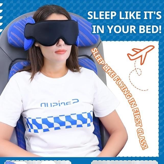 Memory Foam Travel Pillow with Eye Mask – Multifunctional Neck Support for Airplane & Car