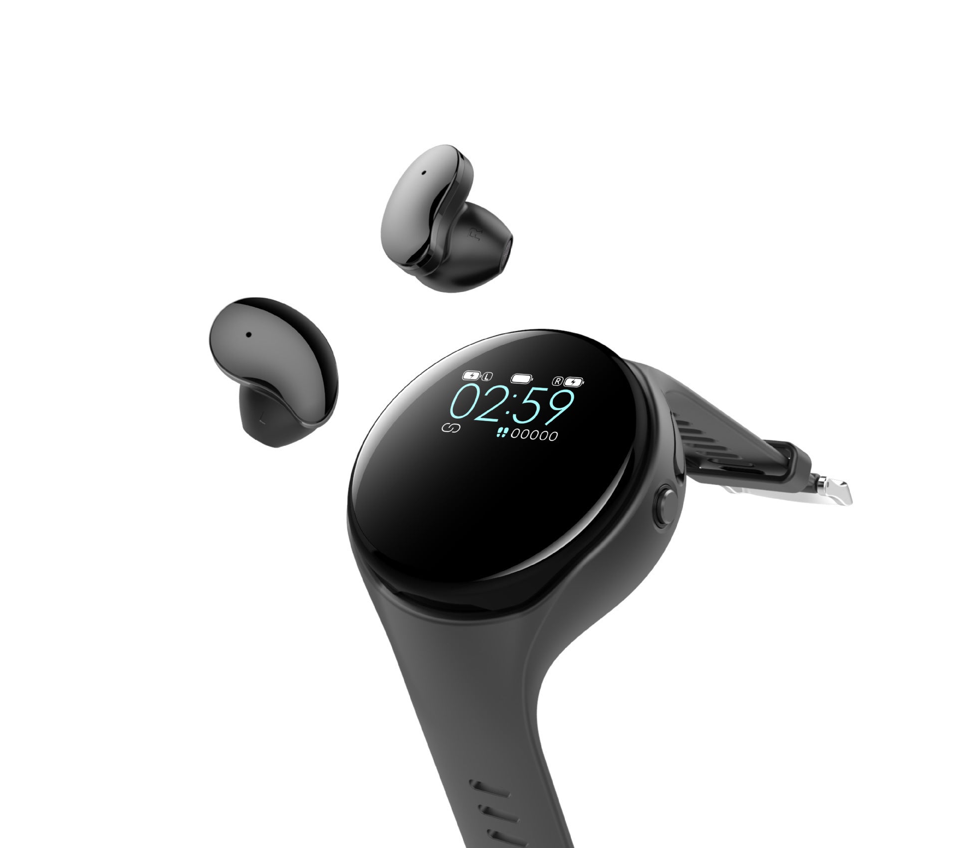 Smart Bracelet & Bluetooth Earbuds Combo – Heart Rate, Sleep Tracking & TWS Music (Black)