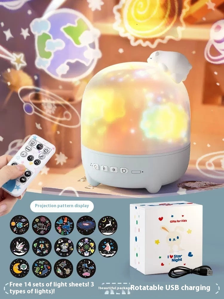 Children’s Star Light Projector – Music Box Night Lamp with 14 Patterns & Remote