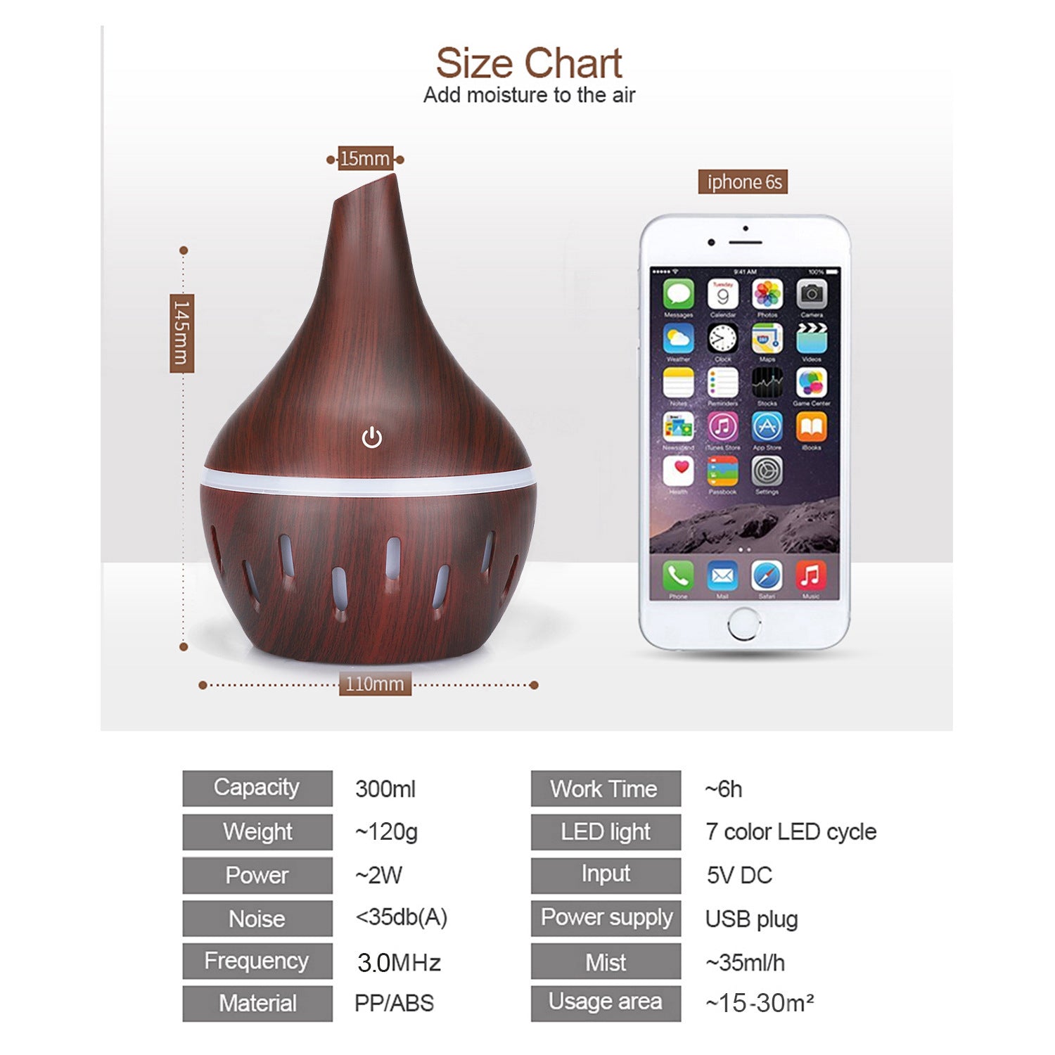 Mini Household Air Humidifier – USB Wood Grain Quiet Diffuser