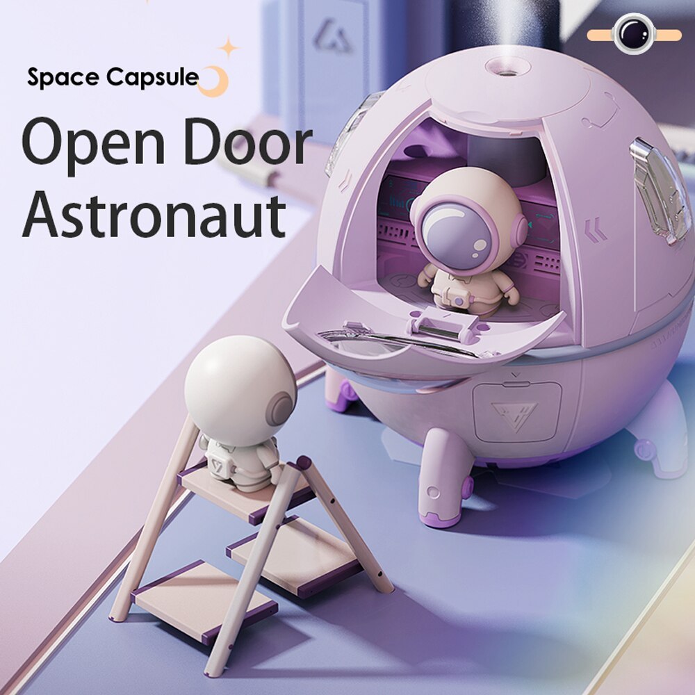 Portable Astronaut USB Humidifier – 220ML Cool Mist Diffuser with LED Light