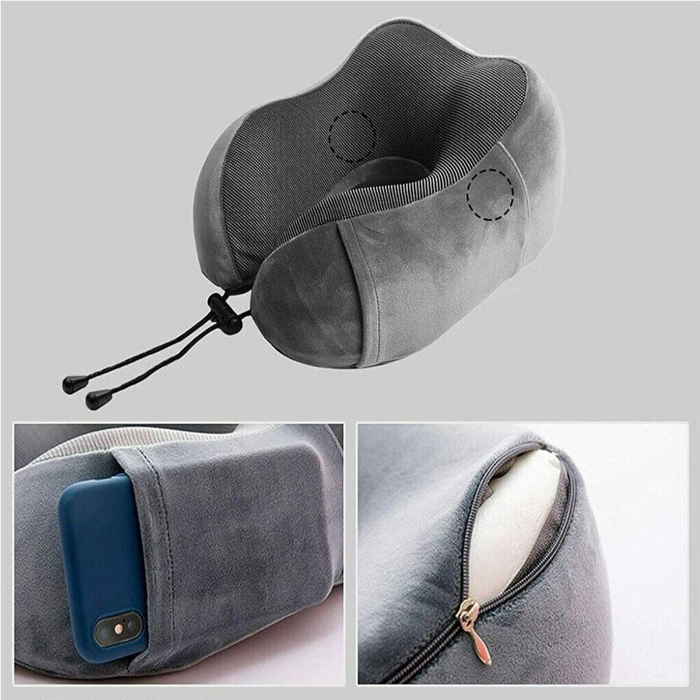 Memory Foam Travel Pillow – Ergonomic Neck Support for Airplane, Car & Train (UK Exclusive)
