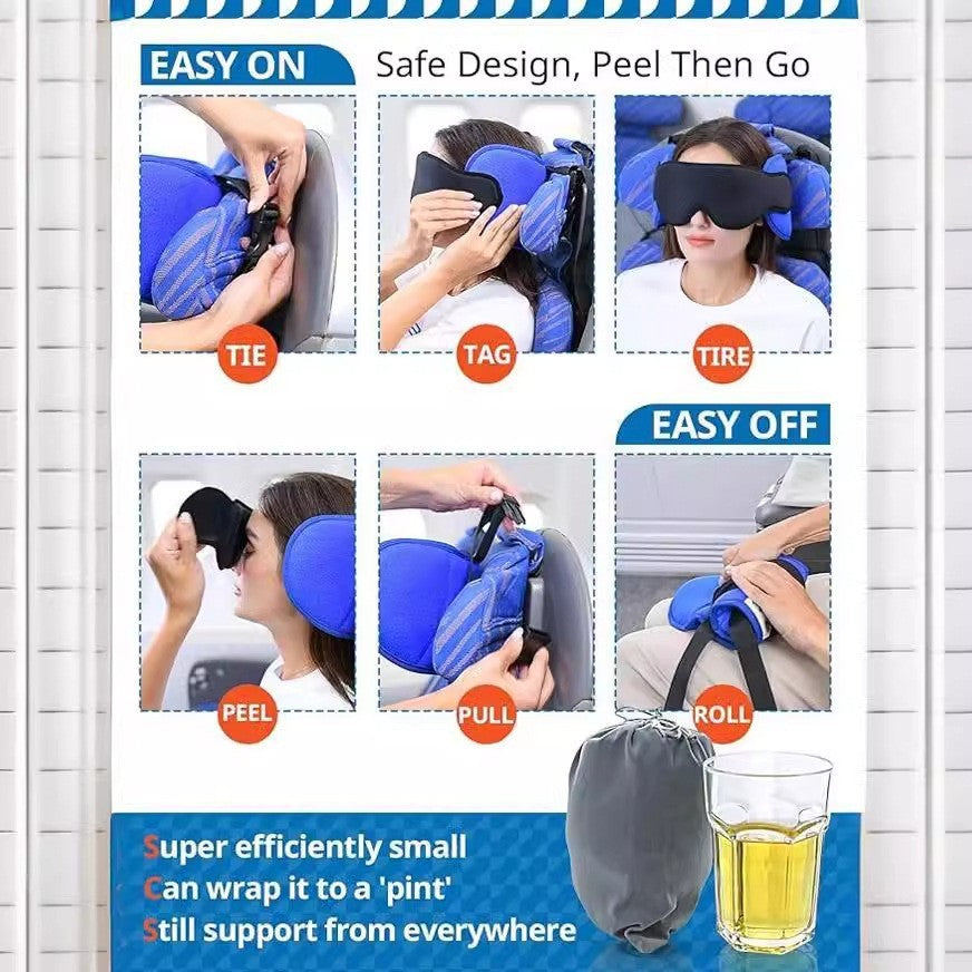 Memory Foam Travel Pillow with Eye Mask – Multifunctional Neck Support for Airplane & Car