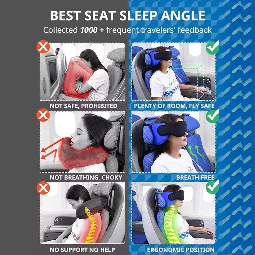 Memory Foam Travel Pillow with Eye Mask – Multifunctional Neck Support for Airplane & Car