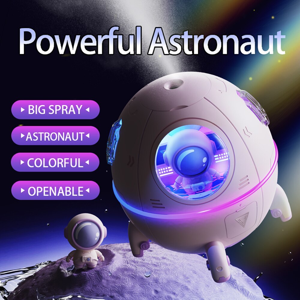 Portable Astronaut USB Humidifier – 220ML Cool Mist Diffuser with LED Light
